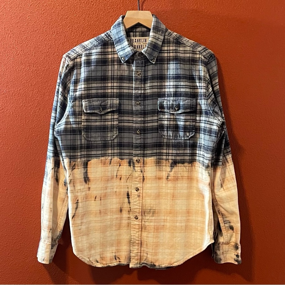 Franklin Flannels Men’s Plaid Bleach Treated Button‎ Down Long Sleeve Shirt